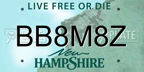 BB8M8Z New Hampshire License Plate