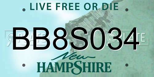 BB8S034 New Hampshire License Plate