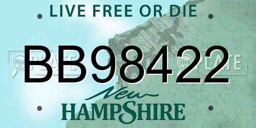 BB98422 New Hampshire License Plate