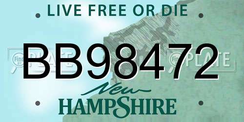BB98472 New Hampshire License Plate