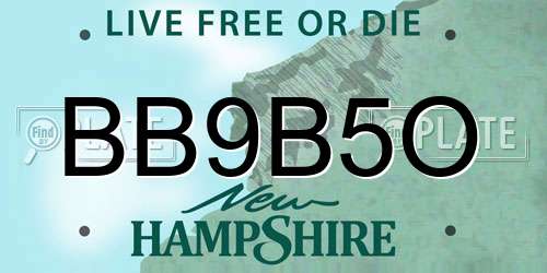 BB9B5O New Hampshire License Plate