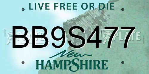 BB9S477 New Hampshire License Plate