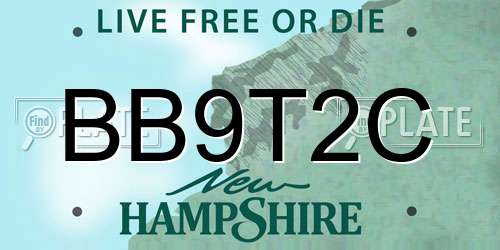 BB9T2C New Hampshire License Plate