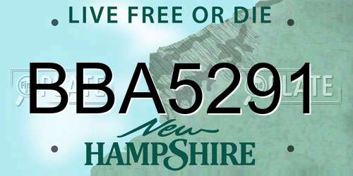 BBA5291 New Hampshire License Plate