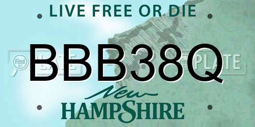 BBB38Q New Hampshire License Plate