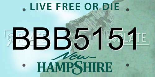 BBB5151 New Hampshire License Plate