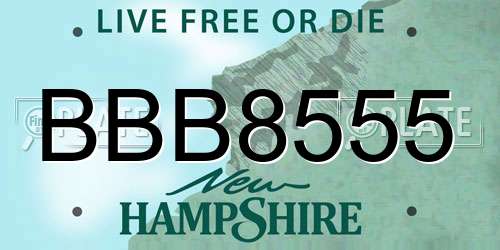 BBB8555 New Hampshire License Plate