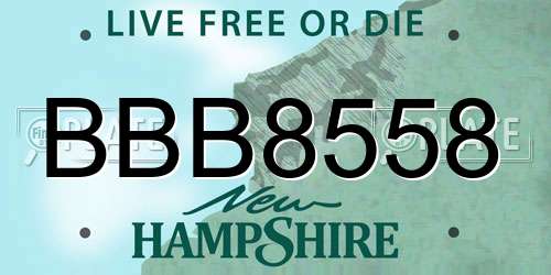 BBB8558 New Hampshire License Plate