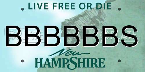 BBBBBBS New Hampshire License Plate