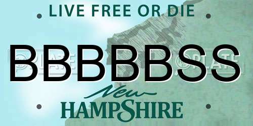 BBBBBSS New Hampshire License Plate
