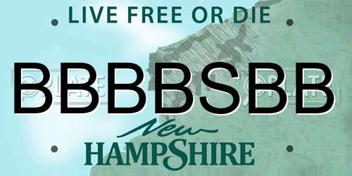 BBBBSBB New Hampshire License Plate
