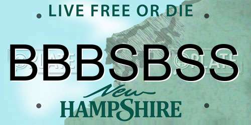 BBBSBSS New Hampshire License Plate