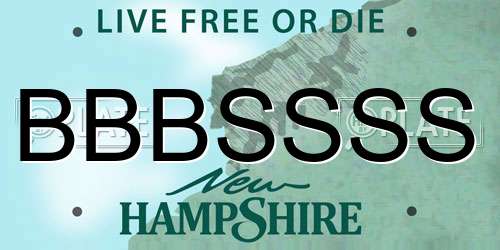 BBBSSSS New Hampshire License Plate