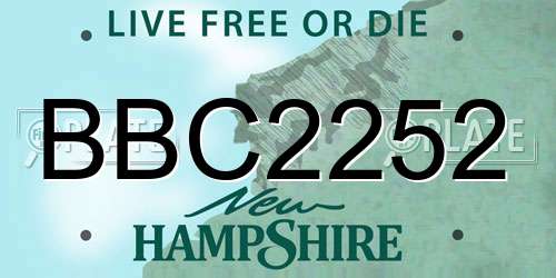 BBC2252 New Hampshire License Plate