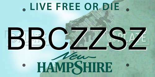 BBCZZSZ New Hampshire License Plate