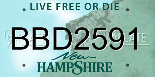 BBD2591 New Hampshire License Plate