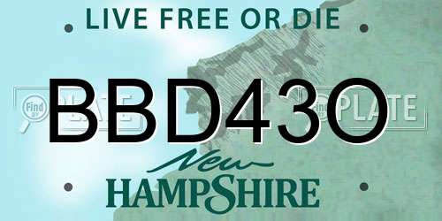 BBD43O New Hampshire License Plate