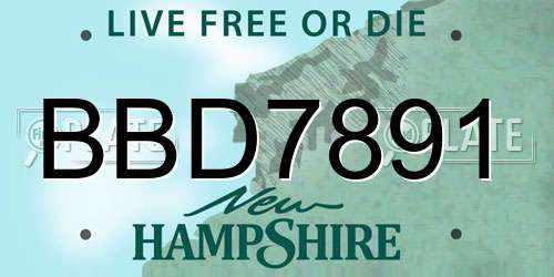 BBD7891 New Hampshire License Plate