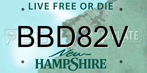 BBD82V New Hampshire License Plate
