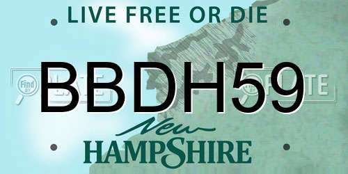 BBDH59 New Hampshire License Plate