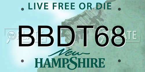 BBDT68 New Hampshire License Plate