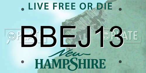 BBEJ13 New Hampshire License Plate