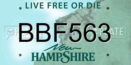 BBF563 New Hampshire License Plate