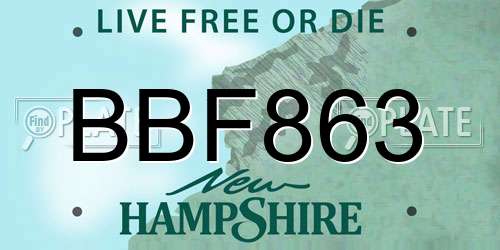 BBF863 New Hampshire License Plate