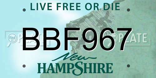 BBF967 New Hampshire License Plate
