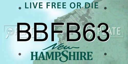 BBFB63 New Hampshire License Plate