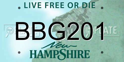 BBG201 New Hampshire License Plate