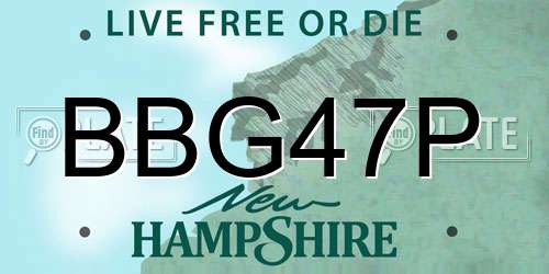 BBG47P New Hampshire License Plate