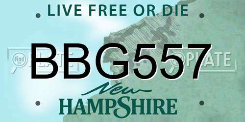 BBG557 New Hampshire License Plate