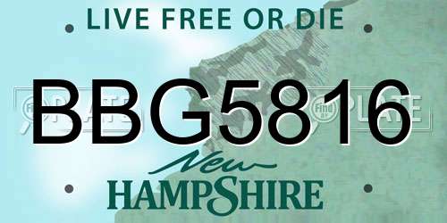 BBG5816 New Hampshire License Plate