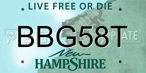 BBG58T New Hampshire License Plate