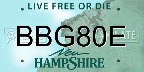 BBG80E New Hampshire License Plate
