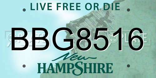 BBG8516 New Hampshire License Plate