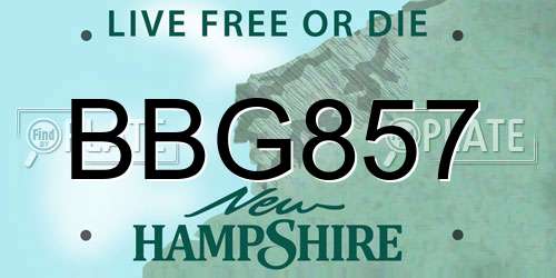BBG857 New Hampshire License Plate