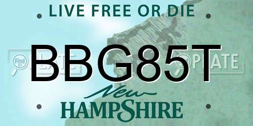 BBG85T New Hampshire License Plate