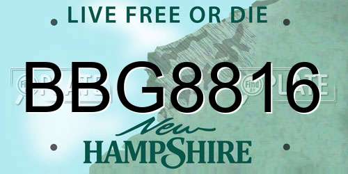 BBG8816 New Hampshire License Plate
