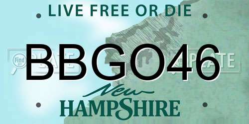 BBGO46 New Hampshire License Plate