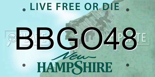BBGO48 New Hampshire License Plate