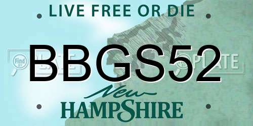 BBGS52 New Hampshire License Plate