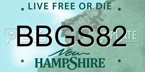 BBGS82 New Hampshire License Plate