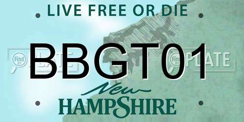 BBGT01 New Hampshire License Plate