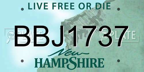 BBJ1737 New Hampshire License Plate