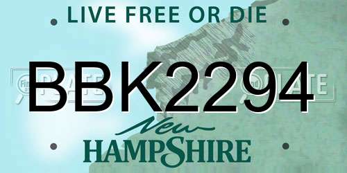 BBK2294 New Hampshire License Plate