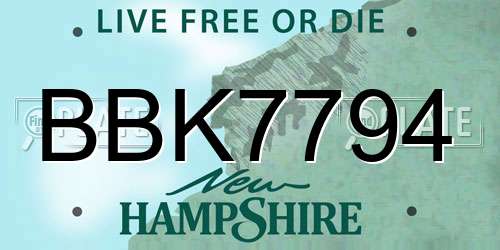BBK7794 New Hampshire License Plate