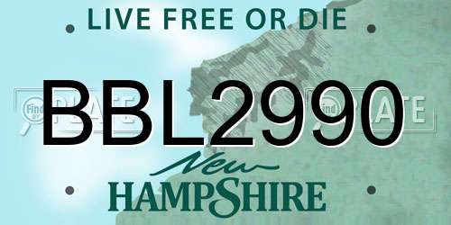 BBL2990 New Hampshire License Plate