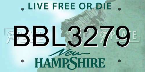 BBL3279 New Hampshire License Plate